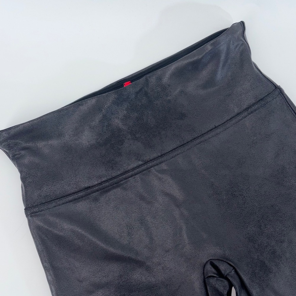 Spanx Faux Leather Leggings Black High Waisted Shaping Pants Large L L/G